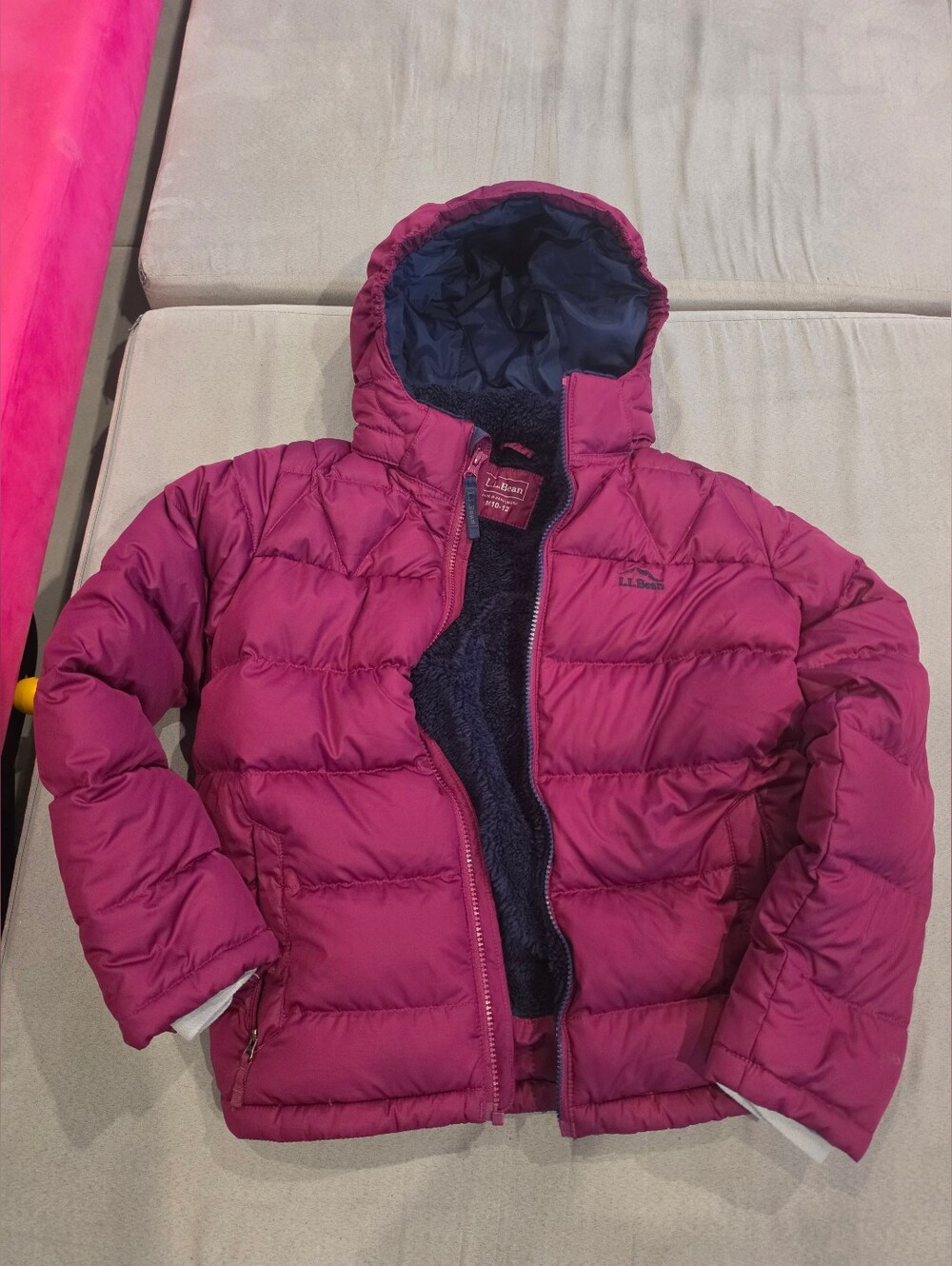 Kids' L.L.Bean Down Jacket, Berry Pink, Size Medium (10-12)